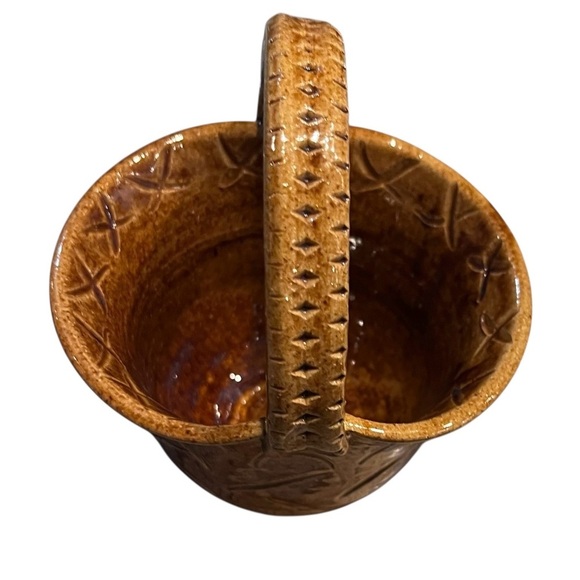 Annapolis Pottery Basket Form Vase Dish Button Detail Signed - Picture 9 of 14